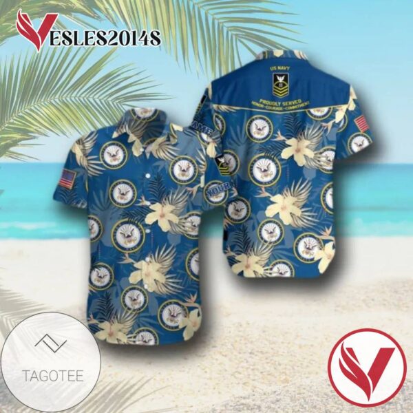 Veteran Army US Navy American Flag Hawaiian Graphic Print Short Sleeve Hawaiian Casual Shirt Vesles2014S
