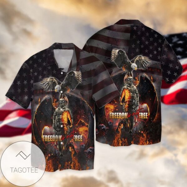 Veteran Eagle Freedom free Americam Flag Gift For Men And Women Graphic Print Short Sleeve Hawaiian Casual Shirt Vesles2014S