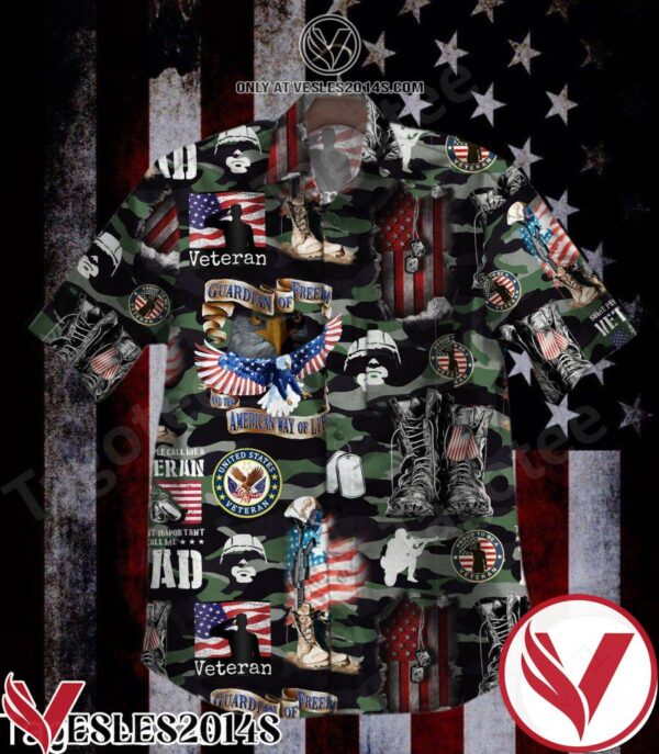 Veteran Guardian Of Freedom And The American Way Of Life Camo Hawaiian Shirt, Unique Gifts For Friends - Vesles2014S 1