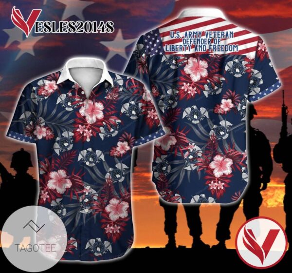 Veteran Hawaiian Graphic Print Short Sleeve Hawaiian Casual Shirt Vesles2014S