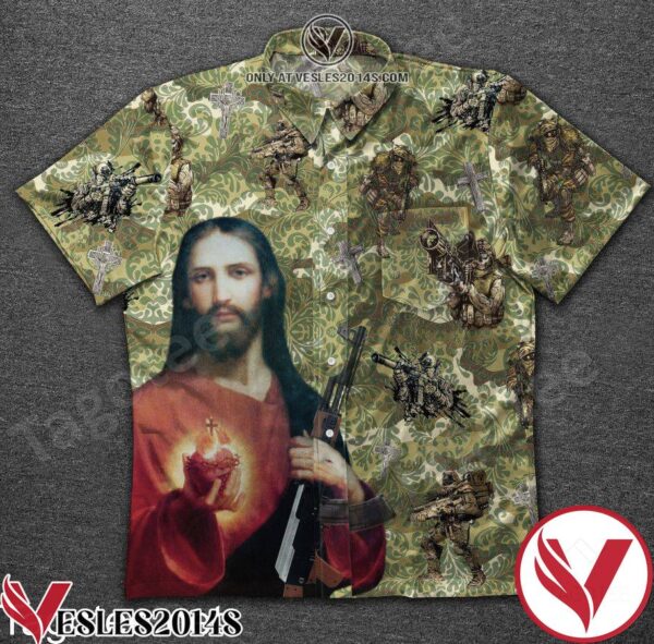 Veteran Jesus And Soldier Hawaiian Shirt, Unique Gifts For Friends - Vesles2014S 1