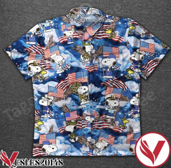 Veteran Snoopy Raise American Flag Hawaiian Shirt, Unique Gifts For Friends - Vesles2014S 1