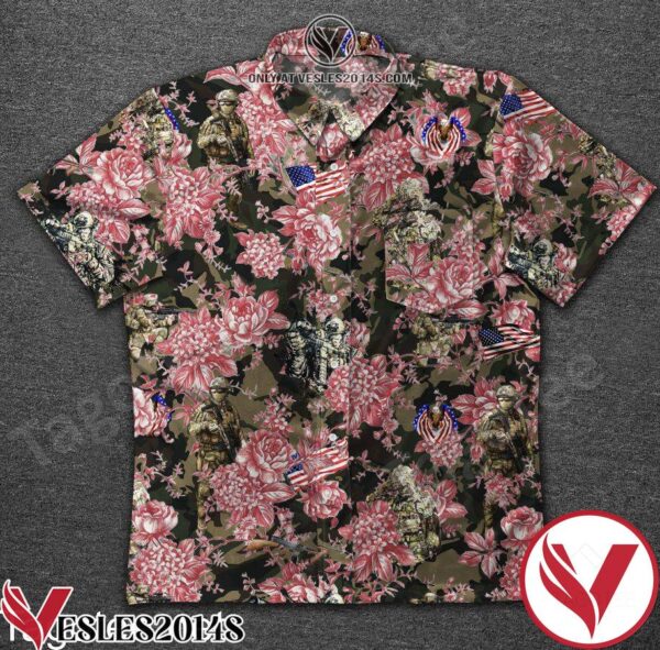 Veteran Soldier Flower Camo Hawaiian Shirt, Unique Gifts For Friends - Vesles2014S 1