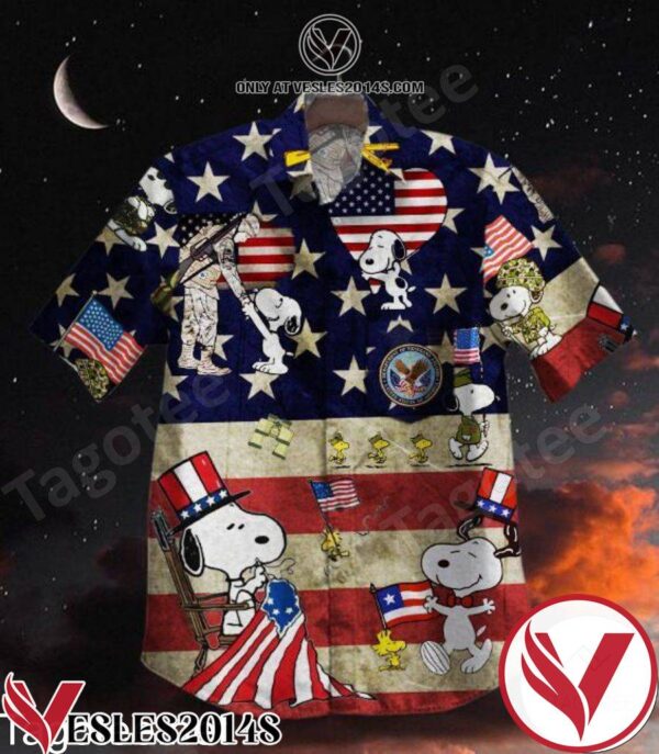 Veterans Day And Snoopy American Flag Hawaiian Shirt, Unique Gifts For Friends - Vesles2014S 1
