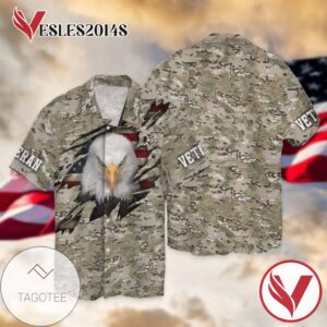 Veterans Eagle American Flag For Men And Women Graphic Print Short Sleeve Hawaiian Casual Shirt Vesles2014S