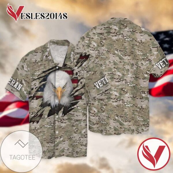 Veterans Eagle American Flag For Men And Women Graphic Print Short Sleeve Hawaiian Casual Shirt Vesles2014S