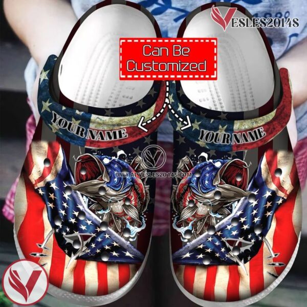 Veterans Fishing America Flag Veteran Gift Clog Shoes, Unique Gift From  Vesles2014S