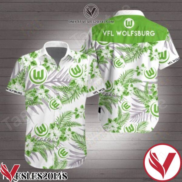Vfl Wolfsburg Green Tropical Floral White Hawaiian Shirt, Unique Gifts For Friends - Vesles2014S 1