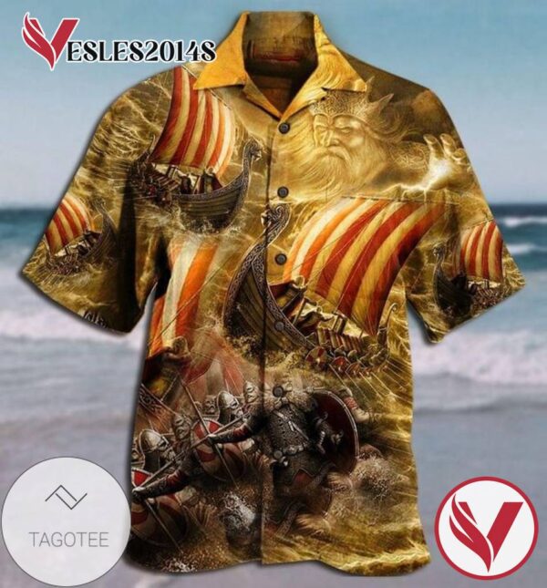 Viking Print Short Sleeve Hawaiian Casual Shirt Vesles2014S 1