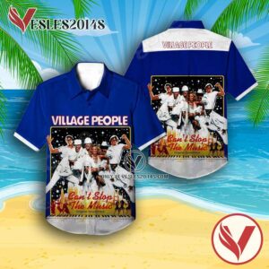 Village People Can’t Stop The Music Album Cover Blue Hawaiian Shirt, Unique Gifts For Music Lovers - Vesles2014S