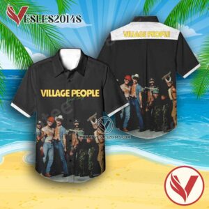 Village People Live And Sleazy Album Cover Black Hawaiian Shirt, Unique Gifts For Music Lovers - Vesles2014S