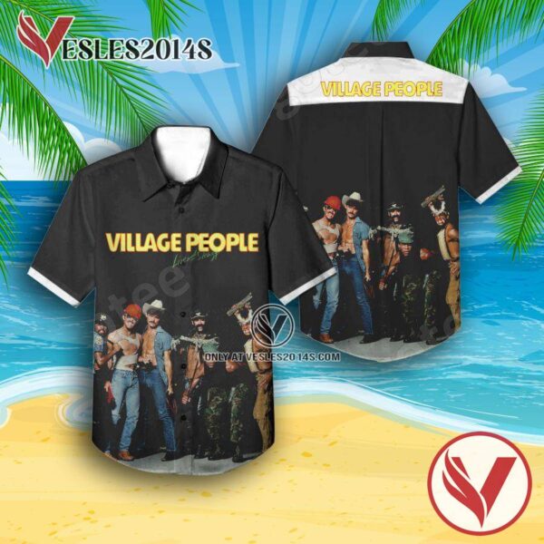 Village People Live And Sleazy Album Cover Black Hawaiian Shirt, Unique Gifts For Music Lovers - Vesles2014S