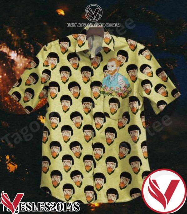 Vincent Van Gogh Wearing Face Mask Hawaiian Shirt, Unique Gifts For Friends - Vesles2014S 1
