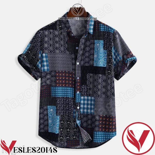 Vintage 90s Crazy Pattern Patchwork Hawaiian Shirt, Unique Gifts For Friends - Vesles2014S 1