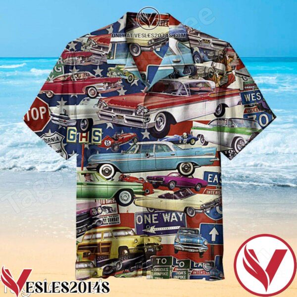 Vintage Car Collage Hawaiian Shirt, Unique Gifts For Friends - Vesles2014S 1