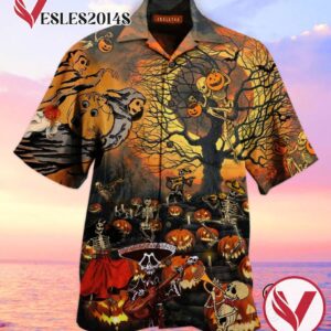 Vintage Hawaiian Skeleton Party Halloween Shirt Funny Hawaiian Beach Gift Casual Shirt Vesles2014S 1