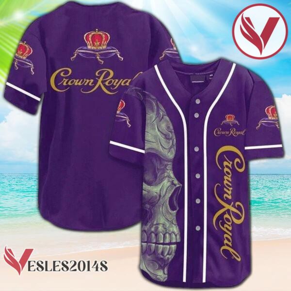 Vintage Purple Skull Crown Royal Baseball Jersey, Perfect Gifts For Fans - Vesles2014S
