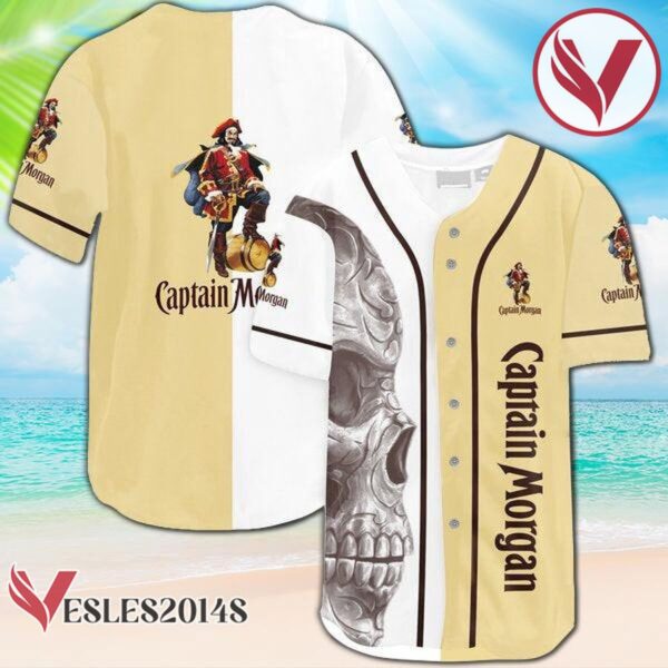 Vintage Skull Captain Morgan Baseball Jersey, Perfect Gifts For Fans - Vesles2014S