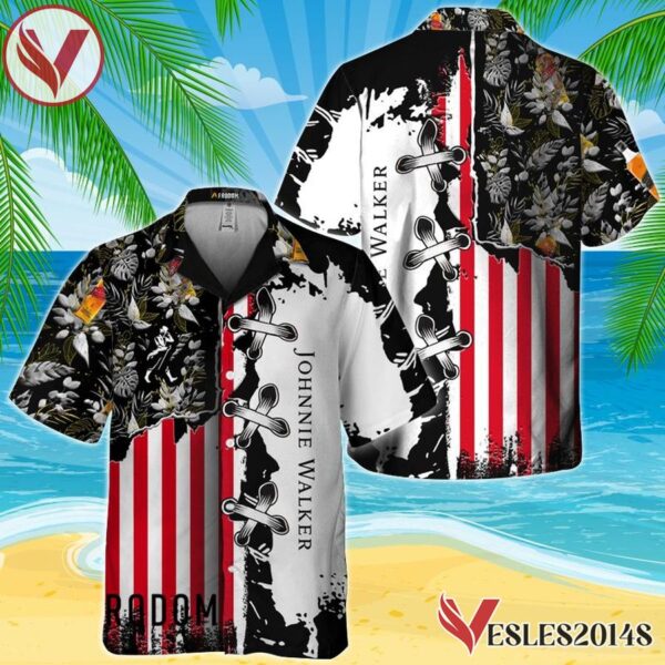 Vintage Tropical Flower Johnnie Walker Hawaiian Shirt, Best Summer Gifts For Fans - Vesles2014S
