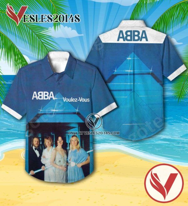 Voulez-vous Album By Abba Blue Hawaiian Shirt, Unique Gifts For Music Lovers - Vesles2014S