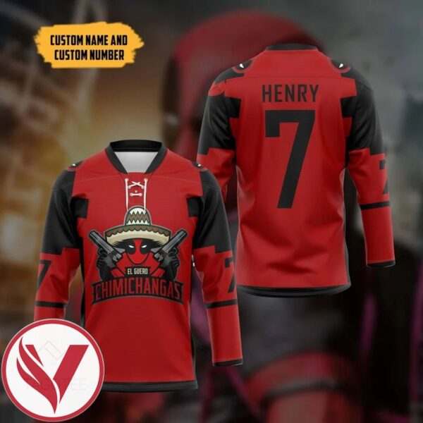 Wade Wilson Deadpool Personalized Name and Number Hockey Jersey, Trending Gifts For Fans - Vesles2014s