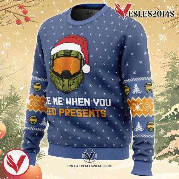 Wake Me When You Need Presents Halo Ugly Christmas Sweater, Unique Christmas Gift For Fans - Vesles2014S 1