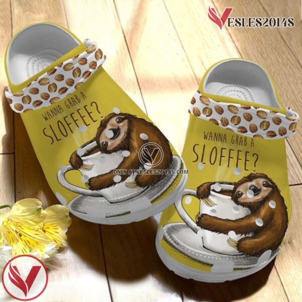 Wanna Grab A Sloffee Shoes – Cute Sloth clogs Birthday Gift For Children Kids, Unique Gift From  Vesles2014S
