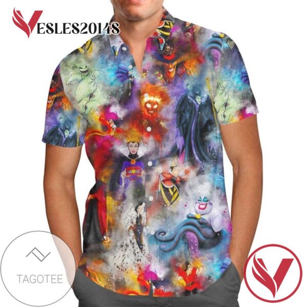 Watercolor Villains For men And Women Graphic Print Short Sleeve Hawaiian Casual Shirt Vesles2014S 1