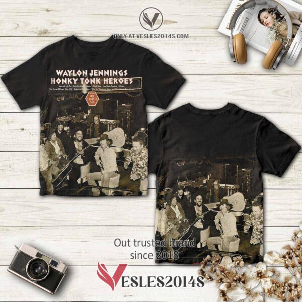 Waylon Jennings Honky Tonk Heroes Album 3D T-Shirt, Perfect Gifts For Music Lovers - Vesles2014S