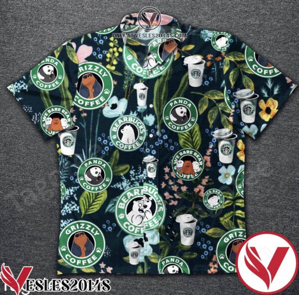 We Bare Bear And Starbucks Coffee Hawaiian Shirt, Unique Gifts For Friends - Vesles2014S 1