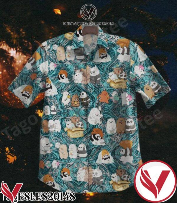 We Bare Bear Blue Abstract Hawaiian Shirt, Unique Gifts For Friends - Vesles2014S 1