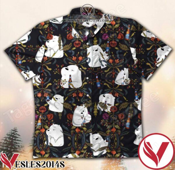 We Bare Bears Ice Bear With Bud Light Hawaiian Shirt, Unique Gifts For Friends - Vesles2014S 1