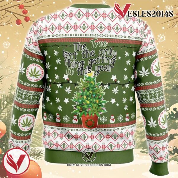 Weed Lit This Year Ugly Christmas Sweater, Unique Christmas Gift For Fans - Vesles2014S 1