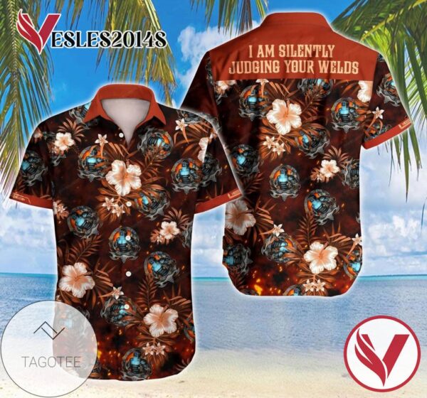 Welder I Am Silently Hawaiian Graphic Print Short Sleeve Hawaiian Casual Shirt Vesles2014S 1