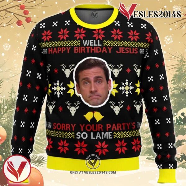 Well Happy Birthday Jesus The Office Ugly Christmas Sweater, Unique Christmas Gift For Fans - Vesles2014S