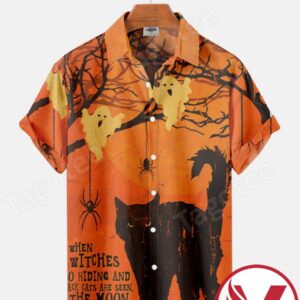 When Witches Go Riding And Black Cats Are Seen The Moon Laughs And Whispers Tis Halloween Halloween Hawaiian Shirt, Unique Gifts For Friends - Vesles2014S 1
