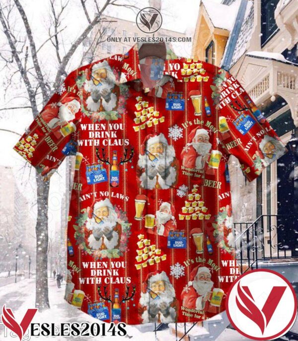 When You Drink With Claus Bud Light Beer Stripes Red Hawaiian Shirt, Unique Gifts For Friends - Vesles2014S 1