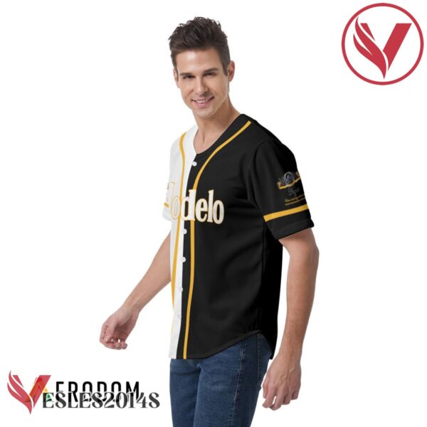 White And Black Split Modelo Beer Baseball Jersey, Perfect Gifts For Fans - Vesles2014S 3