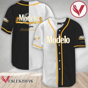White And Black Split Modelo Beer Baseball Jersey, Perfect Gifts For Fans - Vesles2014S