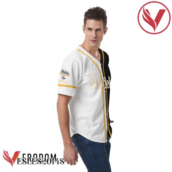 White And Black Split Modelo Beer Baseball Jersey, Perfect Gifts For Fans - Vesles2014S 4