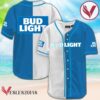 White And Blue Split Bud Light Baseball Jersey, Perfect Gifts For Fans - Vesles2014S