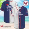 White And Blue Split Pabst Blue Ribbon Baseball Jersey PBR Jersey, Perfect Gifts For Fans - Vesles2014S