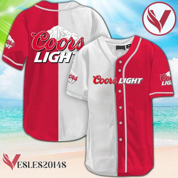 White And Red Split Coors Light Baseball Jersey, Perfect Gifts For Fans - Vesles2014S