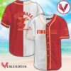 White And Red Split Fireball Whisky Baseball Jersey, Perfect Gifts For Fans - Vesles2014S