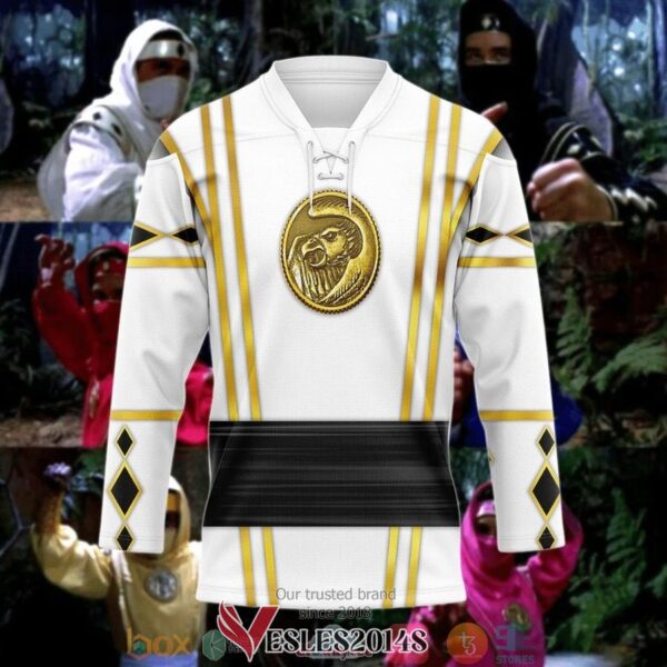 White Falcon Ninja Mighty Morphin Power Rangers Ninjetti Hockey Jersey Shirt, Trending Gifts For Fans - Vesles2014s 2