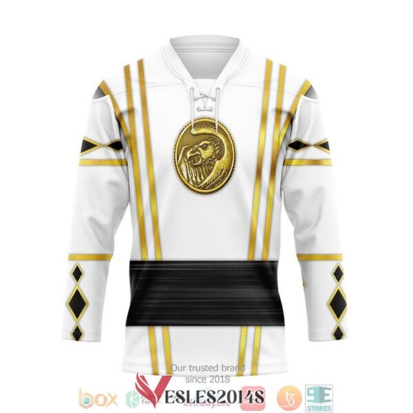 White Falcon Ninja Mighty Morphin Power Rangers Ninjetti Hockey Jersey Shirt, Trending Gifts For Fans - Vesles2014s