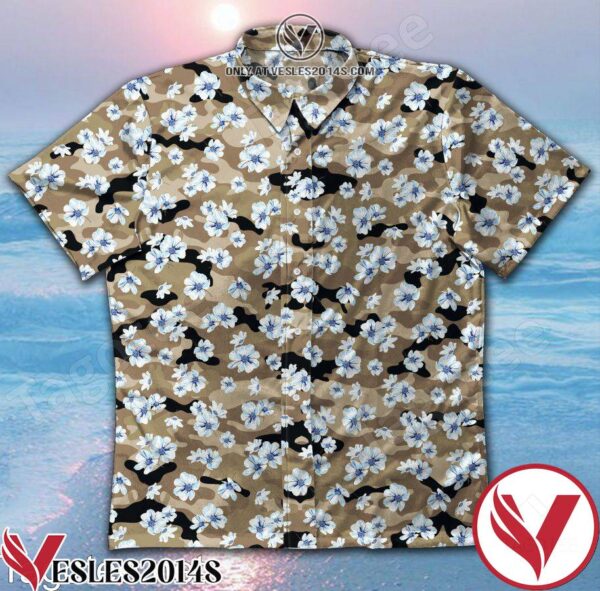 White Flower Brown Camo Hawaiian Shirt, Unique Gifts For Friends - Vesles2014S 1
