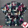 White Horse And Flower Leaf Black Hawaiian Shirt, Unique Gifts For Friends - Vesles2014S 1