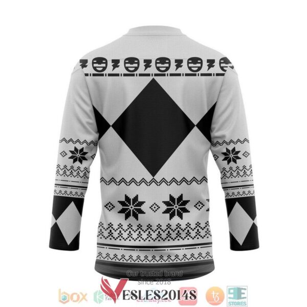 White Mighty Morphin Power Ranger Ugly Hockey Jersey Shirt, Trending Gifts For Fans - Vesles2014s 1