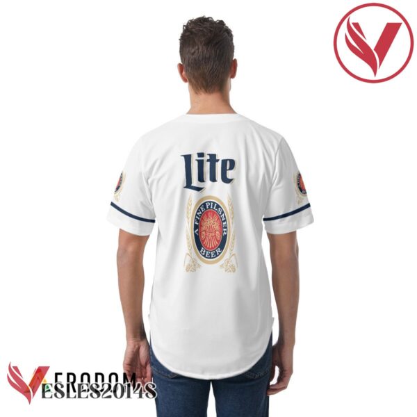 White Miller Lite Baseball Jersey, Perfect Gifts For Fans - Vesles2014S 5